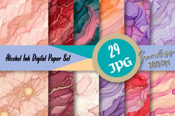Alcohol Ink Digital Paper Set: Where Fluid Art Meets Everyday Creativity