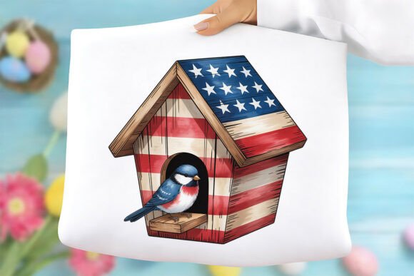 American Flag Bird House PNG