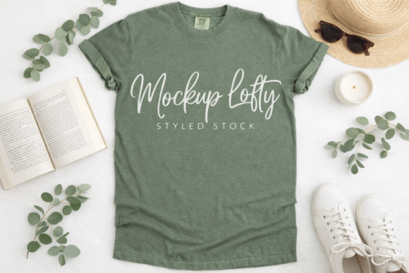 C1717 Moss Flat Lay T-shirt Mockup: Elevating Design Presentation Through Intentional Simplicity