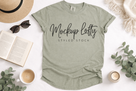 C1717 Sandstone Flat Lay T-shirt Mockup