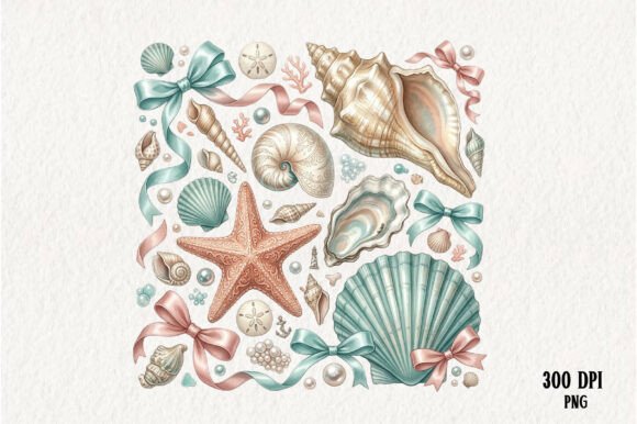 Coastal Seashell Bow PNG