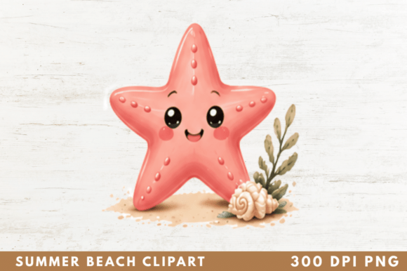 Cute Starfish Character Clipart PNG