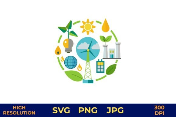 Eco Energy Icons in Circular Vector: Your All-in-One Renewable Energy Design Toolkit
