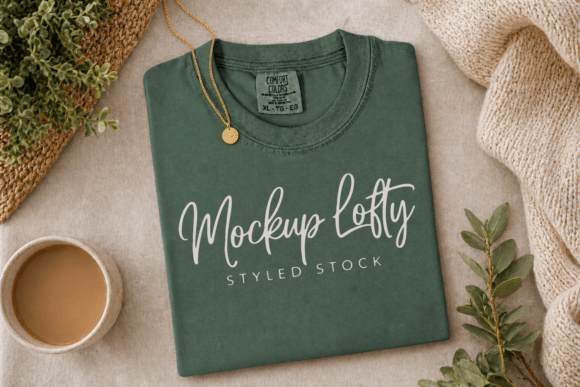 Elevate Your Brand with the Moss C1717 Flat Lay T-shirt Mockup: Minimalism, Authenticity, and Professional Clarity