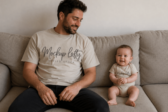 Elevate Your Design Presentations with the Gildan 5000 Daddy and Me Sand Mockup