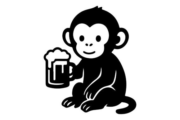 Free Monkey Holding Beer Glass Clipart