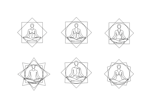 Geometric Yoga Woman Line Art SVG Bundle