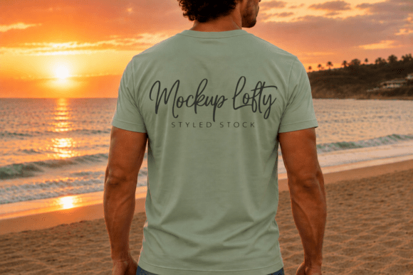 Gildan 64000 Sage Summer Male Mockup