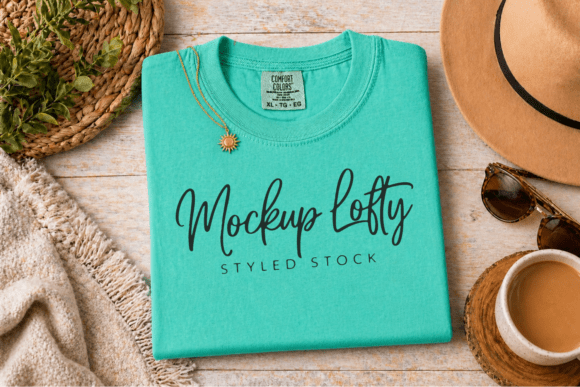 Island Reef C1717 Flat Lay T-Shirt Mockup: Elevate Your Design Presentations with Professional Clarity