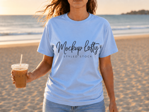 Light Blue Gildan 5000 Summer Mockup
