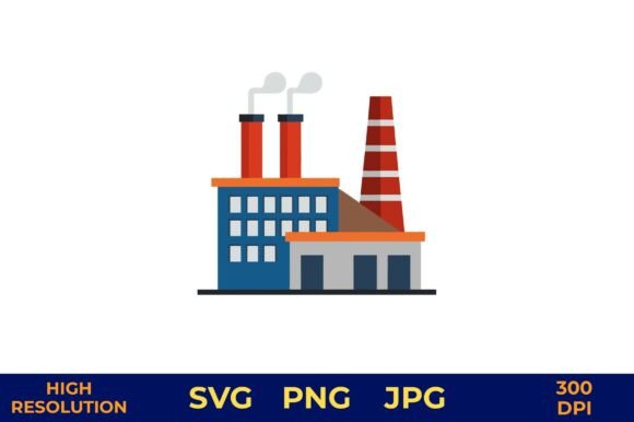 Modern Factory with Tall Chimneys