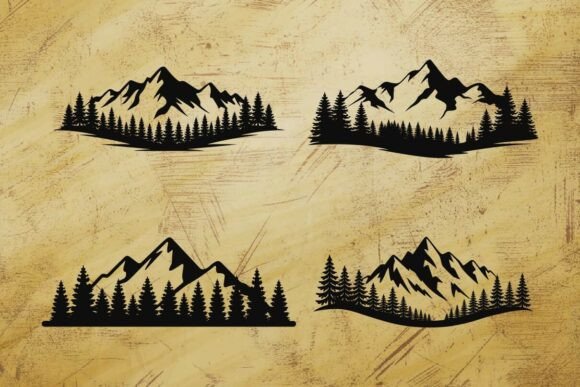 Mountain Pine Tree Silhouette SVG Bundle