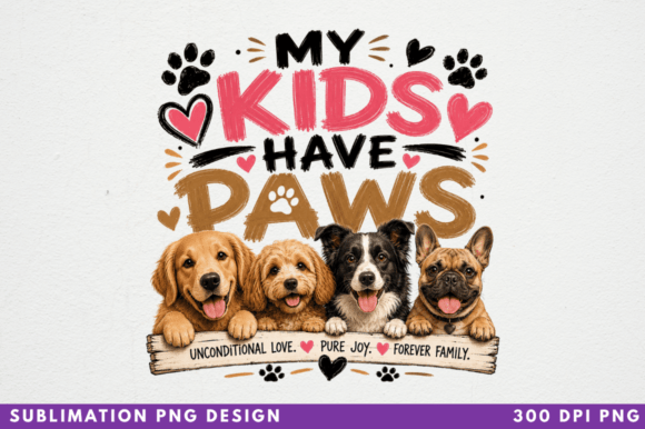 My Kids Have Paws PNG T‑shirt Design