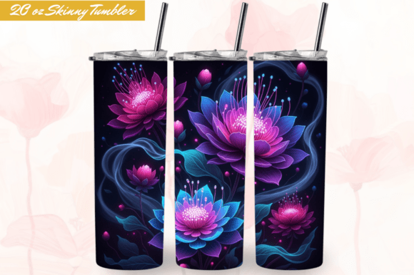 Neon Lighting Floral 20oz Tumbler Wraps