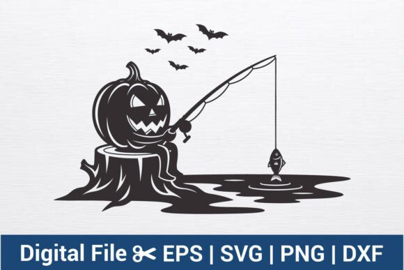 Pumpkin Fishing SVG Spooky Halloween