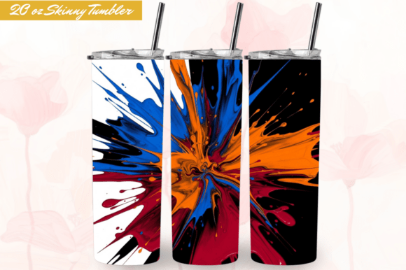 Rainbow Fluid Art 20oz Tumbler Wraps PNG