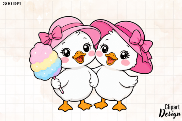 Summer Baby Duck Watercolor Clipart PNG