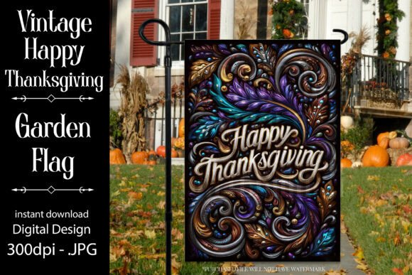 Vintage Thanksgiving Garden Flag, G4