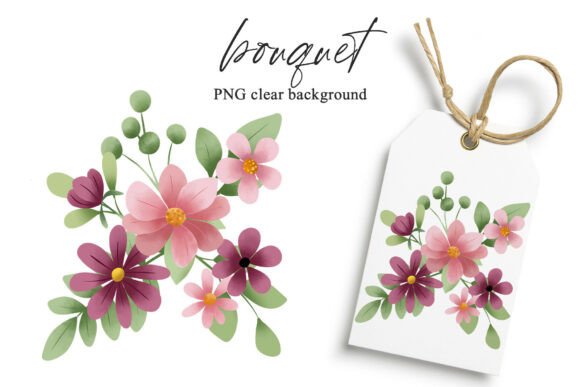 Watercolor Flowers Clipart Bouquet, PNG
