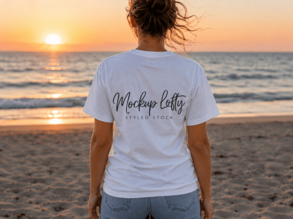 White Gildan 5000 Summer T-Shirt Mockup